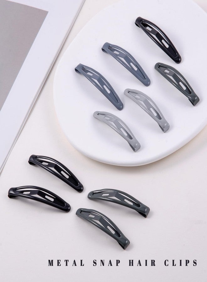 Cptots 16 PCS Snap Hair Clips Metal Barrettes for Women Non Slip Barrettes for Thick and Thin Fine Hair,Bright Black Multiple Gray,2.36 x 0.43 Inches. - Image 3